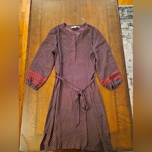 LOFT Burgundy Polka Dot Dress